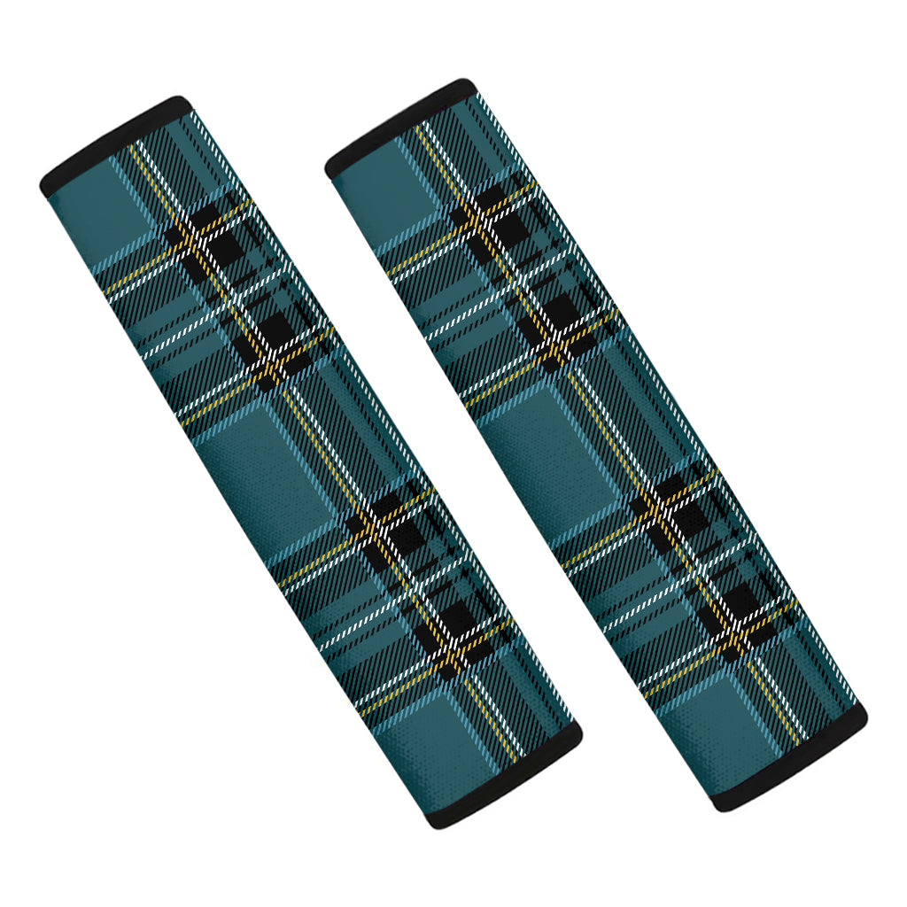 Teal Stewart Tartan Pattern Print Car Seat Belt Covers