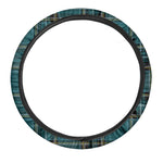 Teal Stewart Tartan Pattern Print Car Steering Wheel Cover