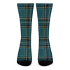 Teal Stewart Tartan Pattern Print Crew Socks