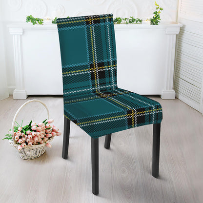 Teal Stewart Tartan Pattern Print Dining Chair Slipcover