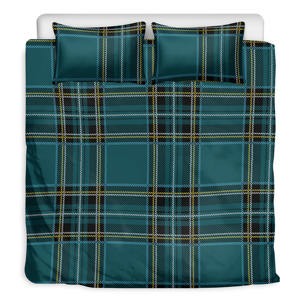 Teal Stewart Tartan Pattern Print Duvet Cover Bedding Set