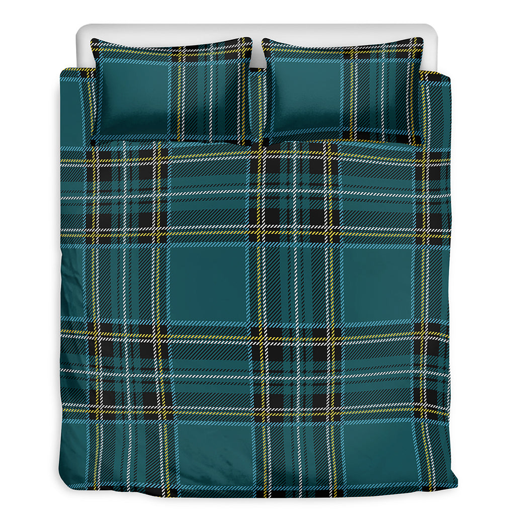 Teal Stewart Tartan Pattern Print Duvet Cover Bedding Set