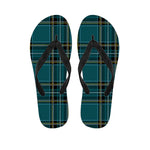 Teal Stewart Tartan Pattern Print Flip Flops