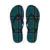 Teal Stewart Tartan Pattern Print Flip Flops