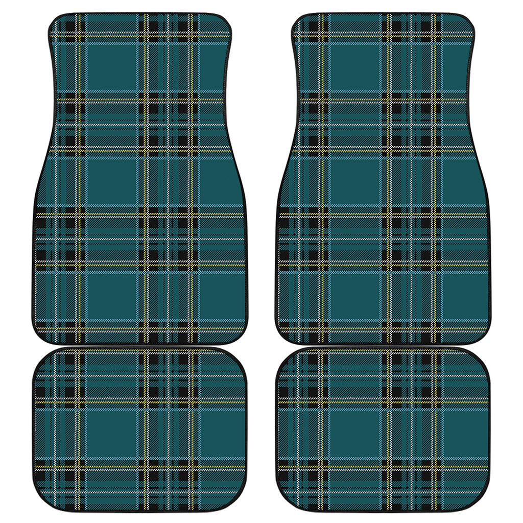 Teal Stewart Tartan Pattern Print Front and Back Car Floor Mats