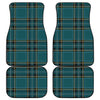 Teal Stewart Tartan Pattern Print Front and Back Car Floor Mats