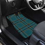 Teal Stewart Tartan Pattern Print Front and Back Car Floor Mats