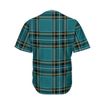 Teal Stewart Tartan Pattern Print Men's Baseball Jersey