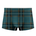 Teal Stewart Tartan Pattern Print Men's Boxer Briefs