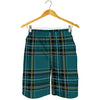 Teal Stewart Tartan Pattern Print Men's Shorts