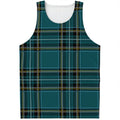 Teal Stewart Tartan Pattern Print Men's Tank Top