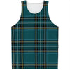 Teal Stewart Tartan Pattern Print Men's Tank Top