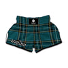 Teal Stewart Tartan Pattern Print Muay Thai Boxing Shorts