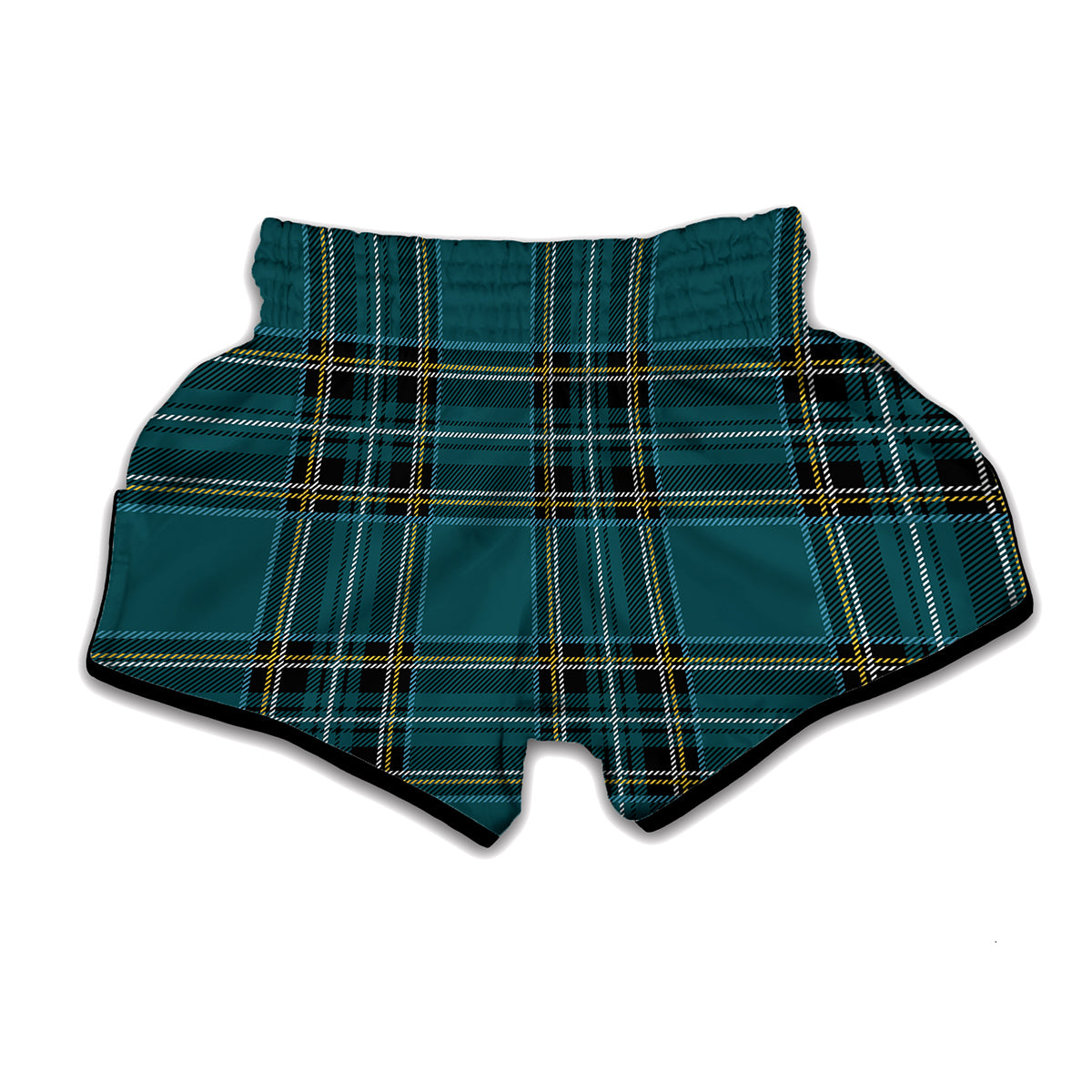 Teal Stewart Tartan Pattern Print Muay Thai Boxing Shorts