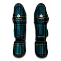 Teal Stewart Tartan Pattern Print Muay Thai Shin Guards