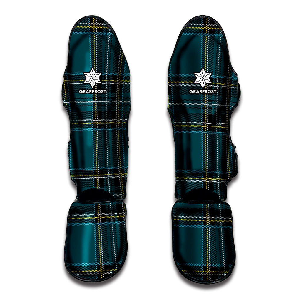 Teal Stewart Tartan Pattern Print Muay Thai Shin Guard