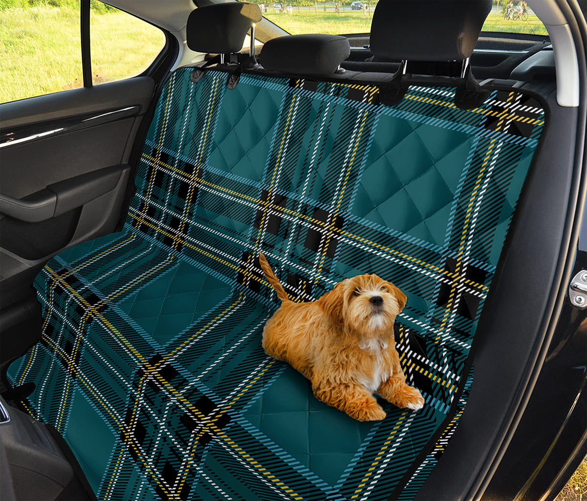 Teal Stewart Tartan Pattern Print Pet Car Back Seat Cover