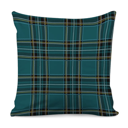Teal Stewart Tartan Pattern Print Pillow Cover