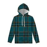 Teal Stewart Tartan Pattern Print Pullover Hoodie