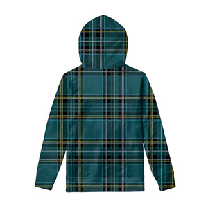 Teal Stewart Tartan Pattern Print Pullover Hoodie