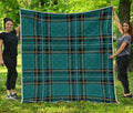 Teal Stewart Tartan Pattern Print Quilt