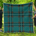 Teal Stewart Tartan Pattern Print Quilt