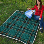 Teal Stewart Tartan Pattern Print Quilt