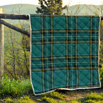 Teal Stewart Tartan Pattern Print Quilt