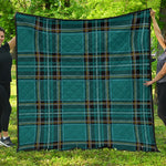 Teal Stewart Tartan Pattern Print Quilt