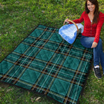 Teal Stewart Tartan Pattern Print Quilt