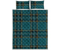 Teal Stewart Tartan Pattern Print Quilt Bed Set
