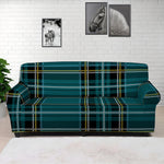 Teal Stewart Tartan Pattern Print Sofa Cover