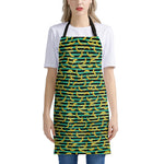 Teal Striped Banana Pattern Print Apron