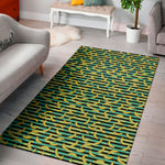 Teal Striped Banana Pattern Print Area Rug