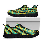 Teal Striped Banana Pattern Print Black Sneakers