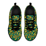 Teal Striped Banana Pattern Print Black Sneakers