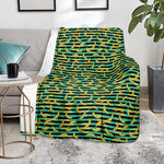 Teal Striped Banana Pattern Print Blanket