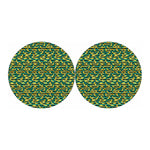 Teal Striped Banana Pattern Print Car Coasters