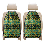 Teal Striped Banana Pattern Print Car Seat Organizers