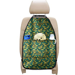 Teal Striped Banana Pattern Print Car Seat Organizers