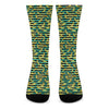 Teal Striped Banana Pattern Print Crew Socks