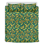 Teal Striped Banana Pattern Print Duvet Cover Bedding Set