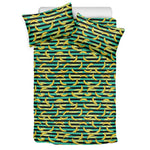 Teal Striped Banana Pattern Print Duvet Cover Bedding Set