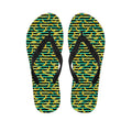 Teal Striped Banana Pattern Print Flip Flops