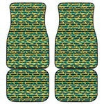Teal Striped Banana Pattern Print Front and Back Car Floor Mats