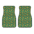 Teal Striped Banana Pattern Print Front Car Floor Mats