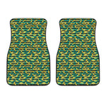 Teal Striped Banana Pattern Print Front Car Floor Mats
