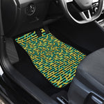 Teal Striped Banana Pattern Print Front Car Floor Mats