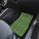 Teal Striped Banana Pattern Print Front Car Floor Mats