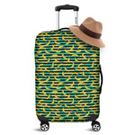 Teal Striped Banana Pattern Print Luggage Cover